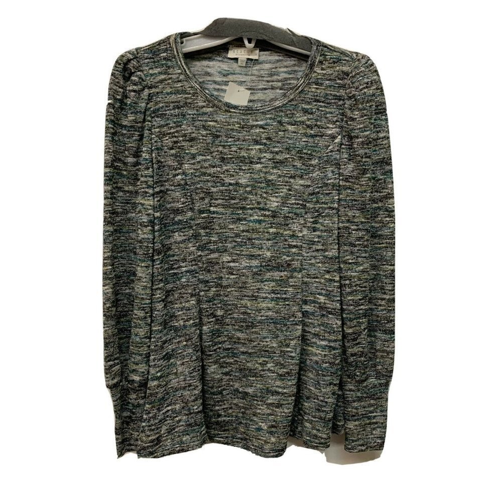 Status by Chenault Womens Multicolor Marled Pullover Sweater